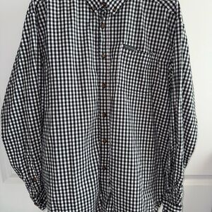 Men's Columbia Black and White Gingham Checkered Button down Shirt 2XL XXL